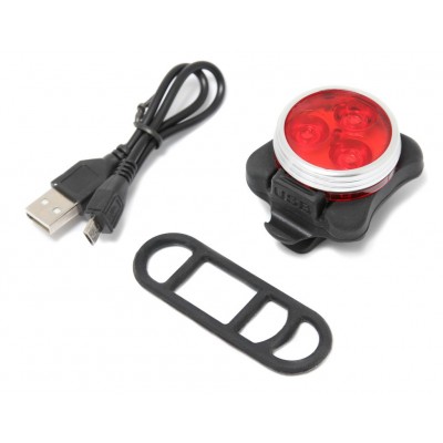 Фонарь LED задний круглый велосипедный (красный, 4 режима)