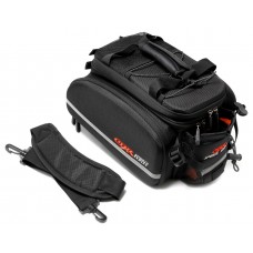 Bicycle trunk bag (3 compartments, 2 pockets + possibility of volume increasing)