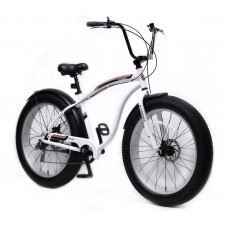 Велосипед Фэтбайк(рама:алюм.,Ø колес:26'',7 скоростей, диск. тормоза Tektro перед/зад, покрышки 4'', матер. седла:винил, щитки,белый,New wave)