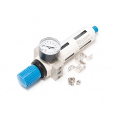 Фильтр-регулятор с индикатором давления для пневмосистемы 1/4''(пропускная способность:1300 л/мин, давление max: 16 bar, температура воздуха: 0° до 60