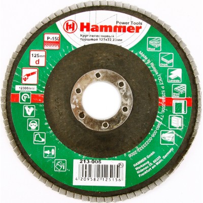 29435 Круг лепестковый торцевой КЛТ Hammer Flex 213-006 125 Х 22 Р 150 тип 1