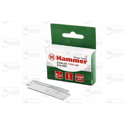 34002 Гвозди для степлера Hammer Flex 215-006 14мм, сечение 1.2мм, T-образные (тип 300), 1000шт.