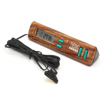 Термометр BT-7 (wood) внутр/наружн+часы (с подсветкой)
