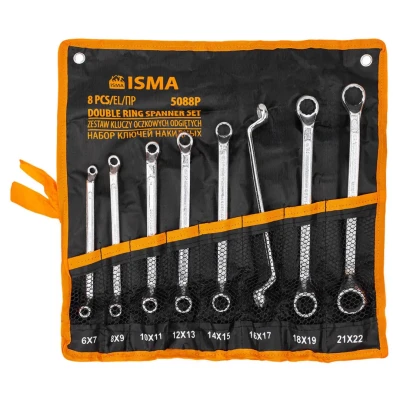 Ключи накидные, отогнутые на 75град., набор 8пр. (6х7, 8х9, 10х11, 12х13, 14х15, 16х17, 18х19, 21х22мм)