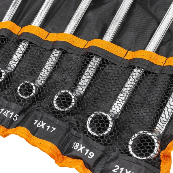 Ключи накидные, отогнутые на 75град., набор 8пр. (6х7, 8х9, 10х11, 12х13, 14х15, 16х17, 18х19, 21х22мм)