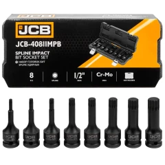 Набор головок-бит SPLINE ударных 8пр.,1/2''(M5, M6, M8, M10, M12, M14, M16, M18), в пласт.кейсе