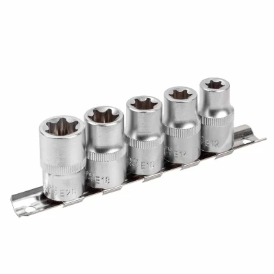 Набор головок Е-профиль 5пр. 1/2''(E12,E14,E16,E18,E20), на планке