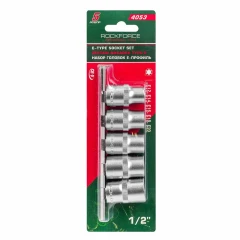 Набор головок Е-профиль 5пр. 1/2''(E12,E14,E16,E18,E20), на планке