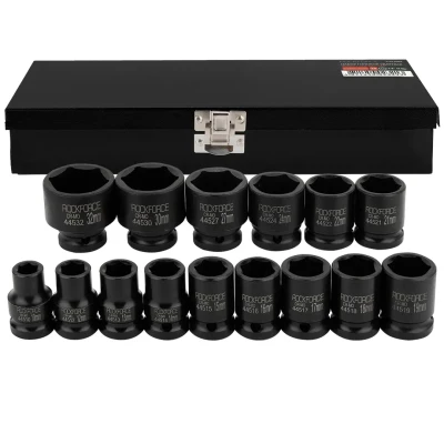 Набор головок ударных, 15пр. 1/2''6гр.(10,12,13,14,15,16,17,18,19,21,22,24,27,30,32мм),в метал. Кейсе