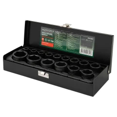 Набор головок ударных, 15пр. 1/2''6гр.(10,12,13,14,15,16,17,18,19,21,22,24,27,30,32мм),в метал. Кейсе