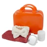 Набор(сумка оранжевая 026#+полотенце+пэды53012+зеркало52870+повязка на голову бант)