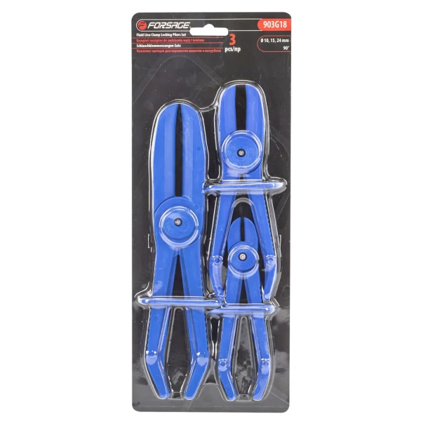 Зажимы пластмассовые с фиксатором для пережатия шлангов и патрубков, набор 3пр.