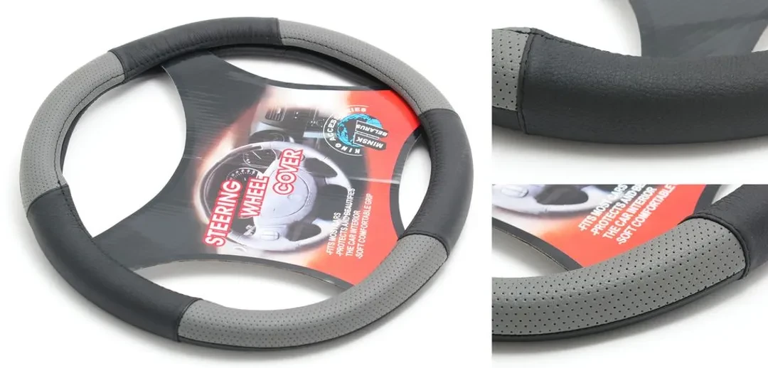 Чехол руля кожа H-8520-S (black/grey) (2)