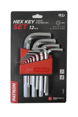 Набор ключей Г-образных 6-гранных 12пр. (1.5,2,2.5,3,4,5,6,7,8,10,12,14мм), в пластиковом держателе