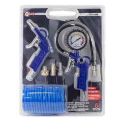 Пистолет для подкачки шин с манометром в комплекте с пистолетом обдувочным и шлангом(0-8.5 Bar,шланг 5м),в блистере