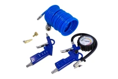 Пистолет для подкачки шин с манометром в комплекте с пистолетом обдувочным и шлангом(0-8.5 Bar,шланг 5м),в блистере