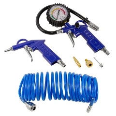 Пистолет для подкачки шин с манометром в комплекте с пистолетом обдувочным и шлангом(0-8.5 Bar,шланг 5м),в блистере