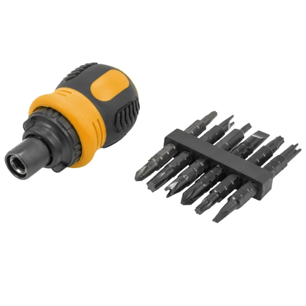 Отвертка реверсивная с набором бит специальных,в блистере