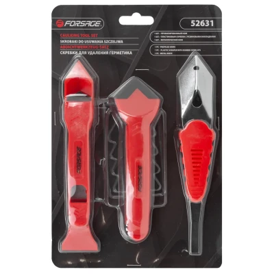 Набор пластиковых скребков с металлическим ножом для удаления герметика 3пр, в блистере