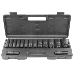 Набор головок ударных глубоких 15пр.,1/2''6гр.(10,12-17,19,21,22,24,27,30,32мм,36мм-12гр), в пластиковом кейсе
