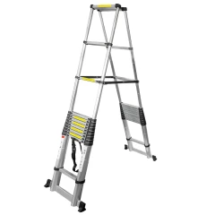 Лестница-стремянка телескопическая алюминиевая двухсекционная (5.0+5.0м,13+13ступенек, max нагрузка 150кг, вес 27.0кг)