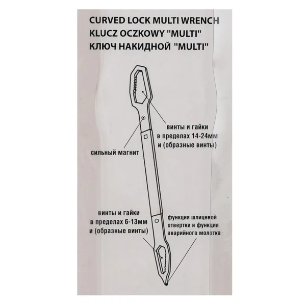 Ключ накидной ''MULTI''(6-13мм,14-24мм+шлиц. отвертка,аварийный молоток),в блистере