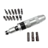Отвертка ударная с набором бит и адаптерами,17пр.1/2''(F)х5/16''(F) 5/16''(М)x1/2''(М)(PH2,3,PZ2,3,SL9,11мм,Torx 25,30,40,45,50,Hex 6,8,10ммх36мм)в кейсе
