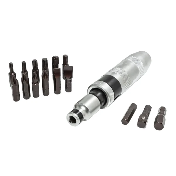 Отвертка ударная с набором бит и адаптерами,17пр.1/2''(F)х5/16''(F) 5/16''(М)x1/2''(М)(PH2,3,PZ2,3,SL9,11мм,Torx 25,30,40,45,50,Hex 6,8,10ммх36мм)в кейсе