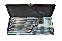 Набор ключей комбинированных трещоточных 13пр (8,10,11,12,13,14,15,16,17,18,19,21,22мм), в металлическом кейсе