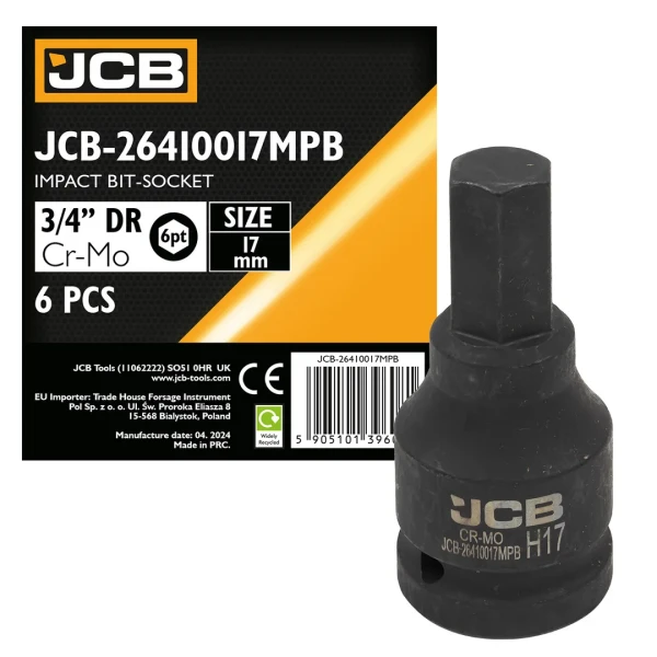 Головка-бита ударная 6-гранная 3/4'', 17мм