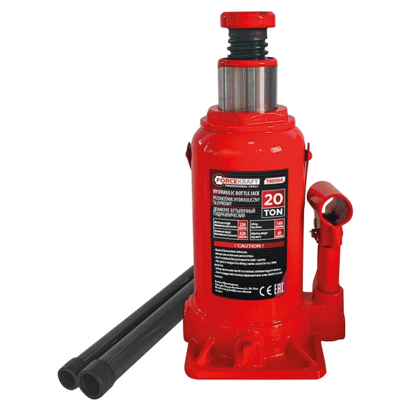 Домкрат бутылочный 20т с клапаном (h min-235мм, h max-440мм, ход штока-140мм, ход винта-60мм)