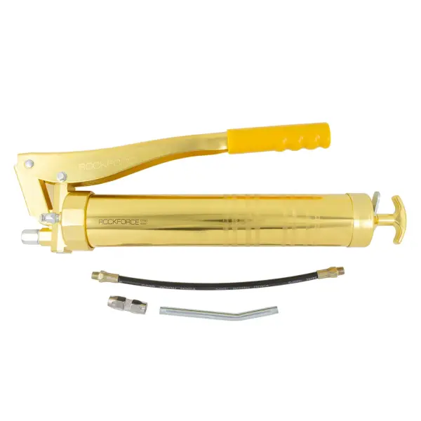 Шприц для нагнетания густой смазки ручной 900мл в комплекте с жестким(L-140мм) и гибким(L-300мм) наконечниками (2 штока,''под закладку'')