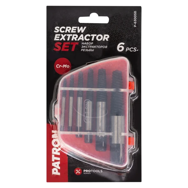 Набор экстракторов резьбы HSS 4241,6пр.(М3-М25, Ø:3-6мм, 6-8мм, 8-11мм, 11-14мм, 14-18мм, 18-22мм, ''мелкий шаг''), в пластиковом футляре