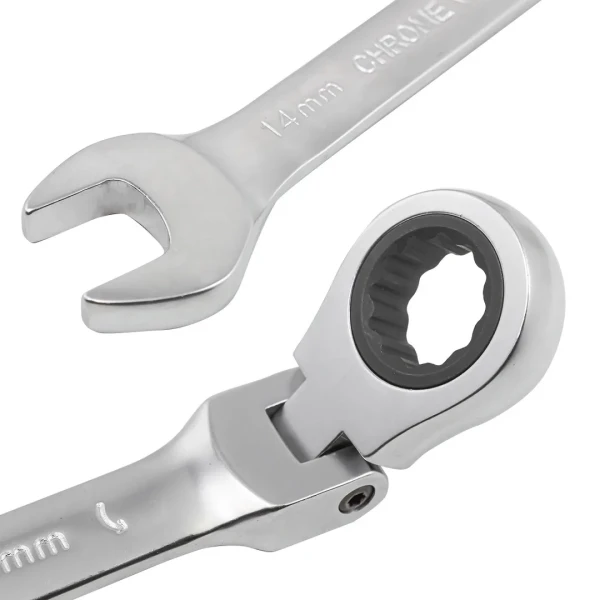 Ключи комбинированные трещоточные с шарниром (8,10-19мм), набор 11пр.