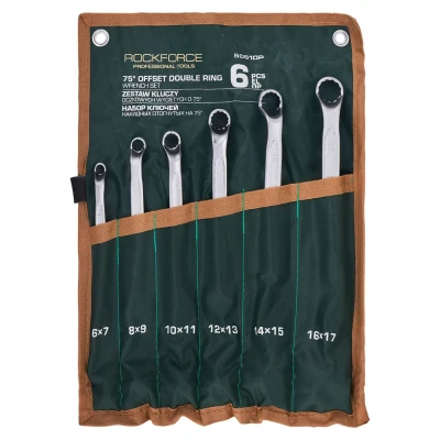 Ключи накидные отогнутые на 75град., набор 6пр. (6х7, 8х9, 10х11, 12х13, 14х15, 16х17мм)