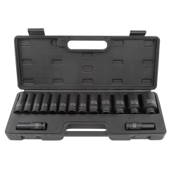 Набор головок ударных глубоких 15пр.,1/2''12гр.(10,12-17,19,21,22,24,27,30,32,36мм), в пластиковом кейсе