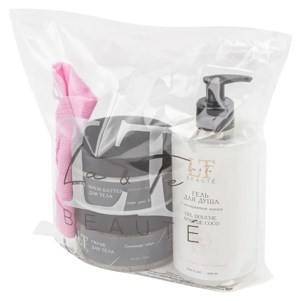 Набор косметики (гель для душа.скраб для тела.рукавичка.крем баттер)