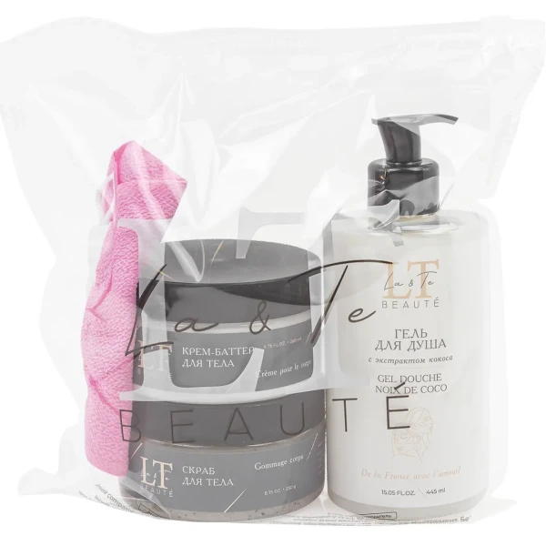 Набор косметики (гель для душа.скраб для тела.рукавичка.крем баттер)