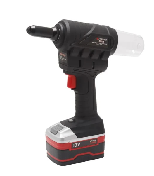 Заклепочник аккумуляторный (18V, 4.0AH, LI-ION, 9000Нм, размеры адаптеров для заклепок-2.4, 3.2, 4.0, 5.0), в кейсе