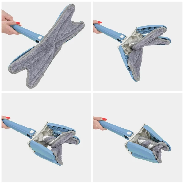 Швабра Х-образная с функцией отжима (голубая,1300х370х150мм)