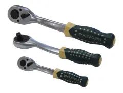 Трещотка реверсивная усиленная изогнутая с резиновой ручкой 1/2''(72зуб.)