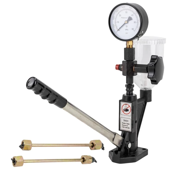 Стенд для проверки дизельных форсунок с манометром и резьбовыми адаптерами-переходниками (М14хМ12, М14хМ14)