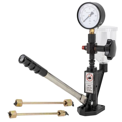 Стенд для проверки дизельных форсунок с манометром и резьбовыми адаптерами-переходниками (М14хМ12, М14хМ14)