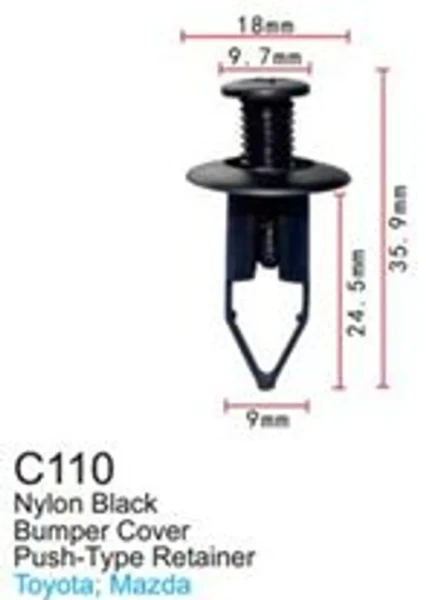 Клипса для крепления внутренней обшивки а/м Мазда пластиковая (100шт/уп.)