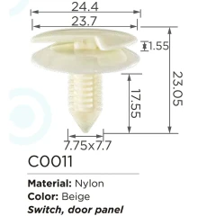 Клипса для крепления внутренней обшивки а/м GM пластиковая (100шт/уп.)