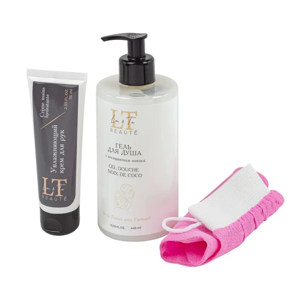 Набор косметики (гель для душа.крем для рук.перчатка-рукавица)