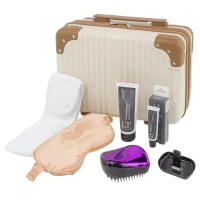 Набор(сумка белая A180#+крем для рук-1794,бальзам для губ-1756,маска для сна.повязка на липучке.расческа)