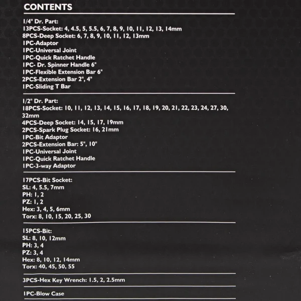 Набор инструментов 94 пр.1/4'',1/2''(6гр.)(4-32мм)