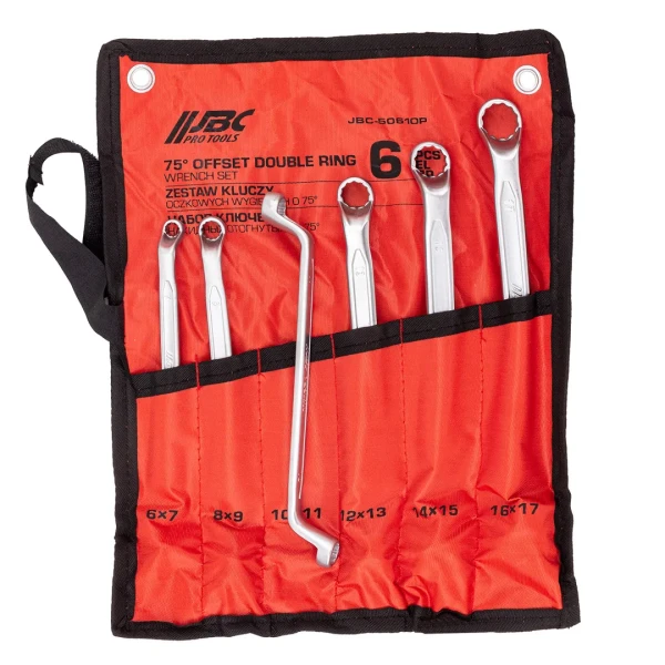 Ключи накидные, отогнутые на 75град., набор 6пр. (6х7, 8х9, 10х11, 12х13, 14х15, 16х17мм)