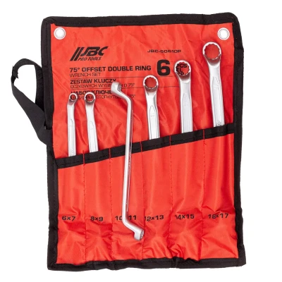 Ключи накидные, отогнутые на 75град., набор 6пр. (6х7, 8х9, 10х11, 12х13, 14х15, 16х17мм)